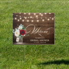 Rustic Burgundy Mason Jar Bridal Shower Welcome