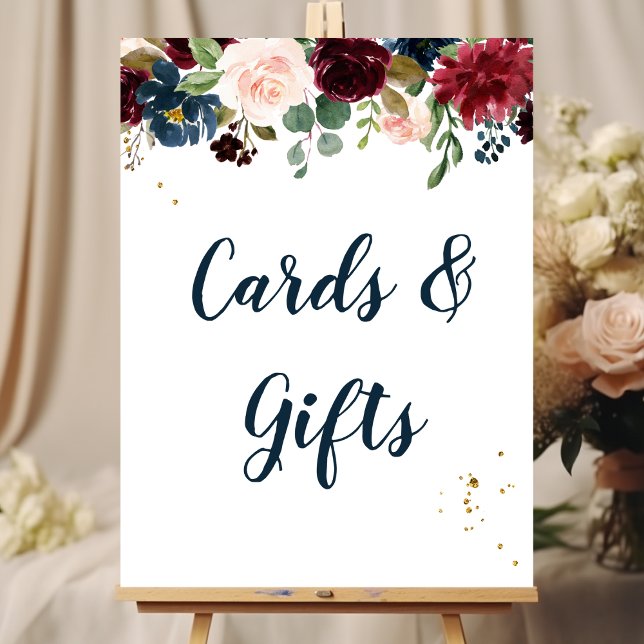 Rustic Burgundy Navy Blue & Red Beauty Flowers  Poster (Creator Uploaded)