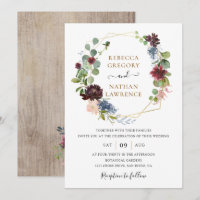 Rustic Burgundy Navy Floral Geometric Wedding