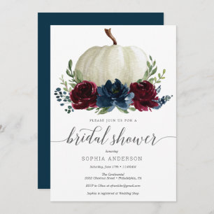 Rustic Burgundy Navy Pumpkin Bridal Shower Invite