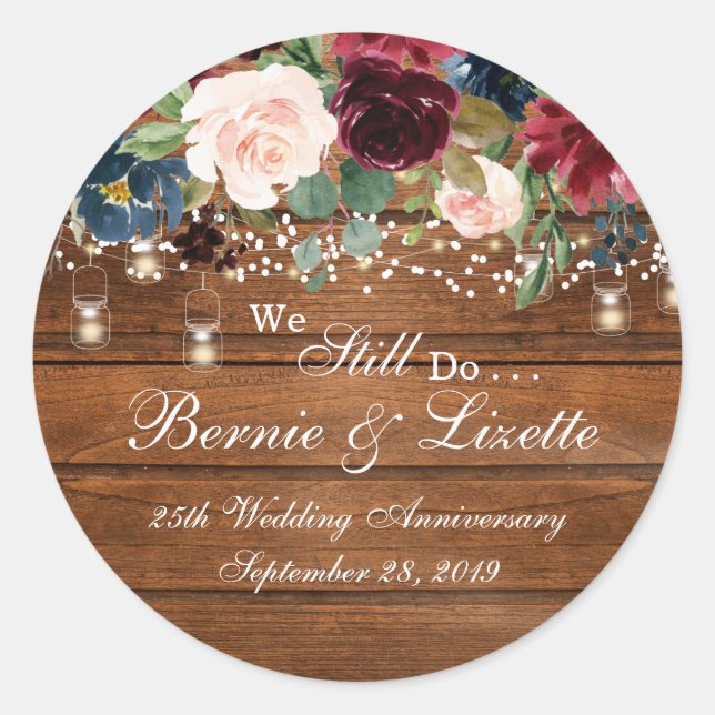 Rustic Burgundy Navy Stickers (Front)