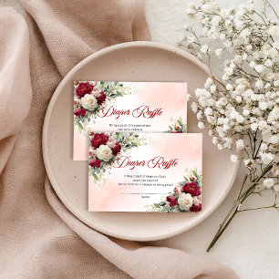 Rustic Burgundy Peony Gold Floral Diaper Raffle Enclosure Card