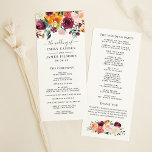 Rustic Burgundy Pink Fall Floral Wedding Ceremony Program<br><div class="desc">This elegant rustic style wedding ceremony program design features beautiful summer and fall watercolor flowers, including roses, dahlias, peony flowers, and greenery, in a gorgeous autumn palette of burgundy red, golden yellow, peach orange, blush pink, and shades of green. Personalize the stylish dark grey text on both sides of the...</div>