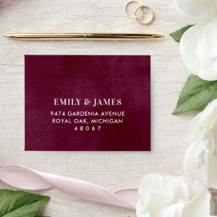 Rustic Burgundy Pink Floral RSVP Wedding Envelope
