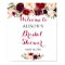 Rustic Burgundy Red Floral Bridal Shower Sign