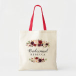 Rustic Burgundy Red Floral Bridesmaid Favour Tote Bag<br><div class="desc">Rustic Burgundy Red Floral Bridesmaid Favour Tote Bag. 
(1) For further customization,  please click the "customize further" link and use our design tool to modify this template.
(2) If you need help or matching items,  please contact me.</div>