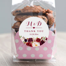 Rustic Burgundy Red Floral Monogram Wedding Favou