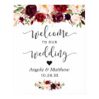 Rustic Burgundy Red Floral Welcome Wedding Sign