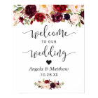 Rustic Burgundy Red Floral Welcome Wedding Sign