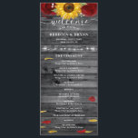 Rustic Burgundy Rose Gold Sunflower Wedding Program<br><div class="desc">Are sunflowers and roses adding to the beauty of your wedding ceremony? Here are rustic burgundy red rose and sunflower wedding programs that you can effortlessly personalize for your guests! The elegant floral watercolor design illustrated by Raphaela Wilson depicts lovely burgundy roses and yellow sunflowers arranged over a vintage barn...</div>