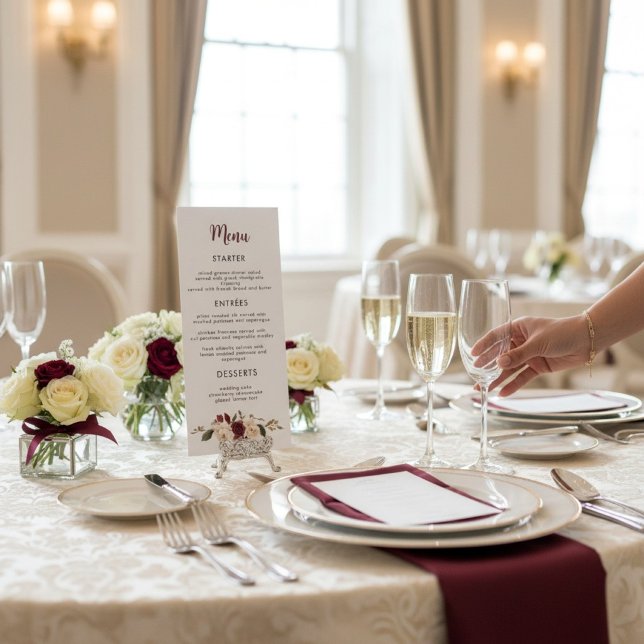 Rustic Burgundy Rose Wedding Menu (Creator Uploaded)
