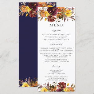 Rustic Burgundy Rust Orange Yellow Floral Wedding Program
