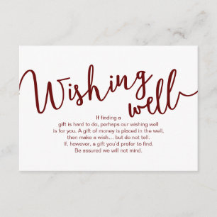 Rustic Burgundy script, Wedding Wishing Well Enclosure Card