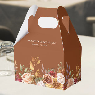 Rustic Burgundy Terracotta Floral Wedding  Favor Box