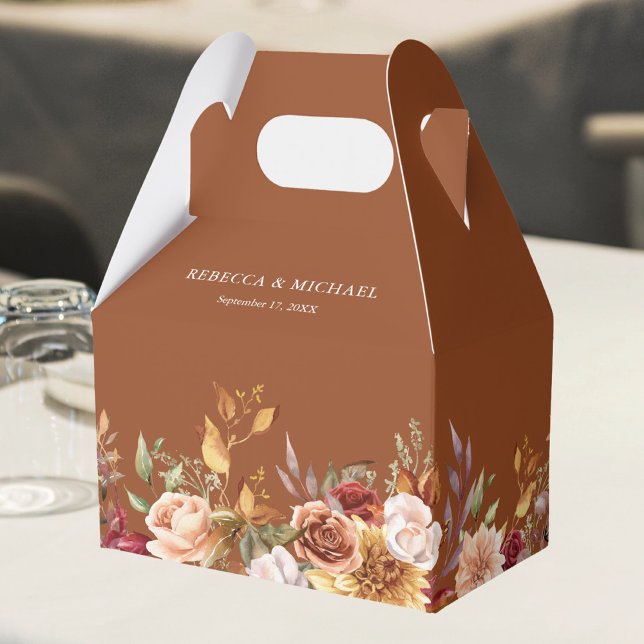 Rustic Burgundy Terracotta Floral Wedding  Favor Box (Creator Uploaded)