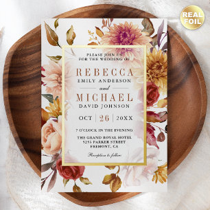 Rustic Burgundy Terracotta Floral Wedding Gold