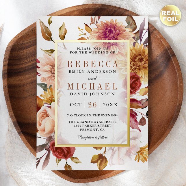 Rustic Burgundy Terracotta Floral Wedding Gold (Creator Uploaded)