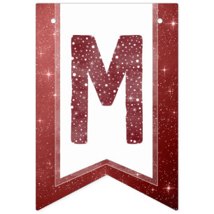 Rustic Burgundy Watercolor Typography Believe Bunting Flags