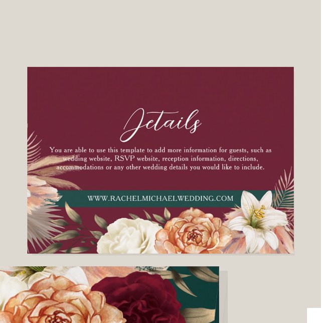 Rustic Burgundy Wedding Details Card (Creator Uploaded)