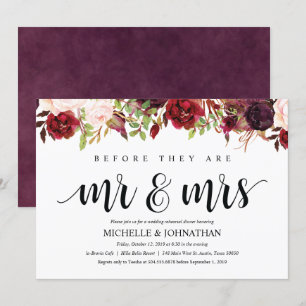 Rustic Burgundy Wedding Rehearsal Dinner Invite