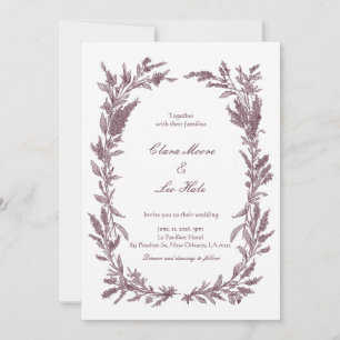 Rustic Burgundy Wildflower Wreath Wedding Invitation