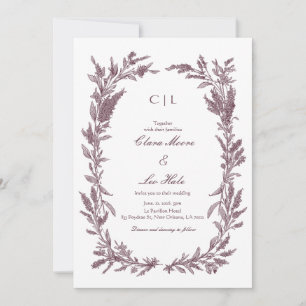 Rustic Burgundy Wildflower Wreath Wedding  Invitation