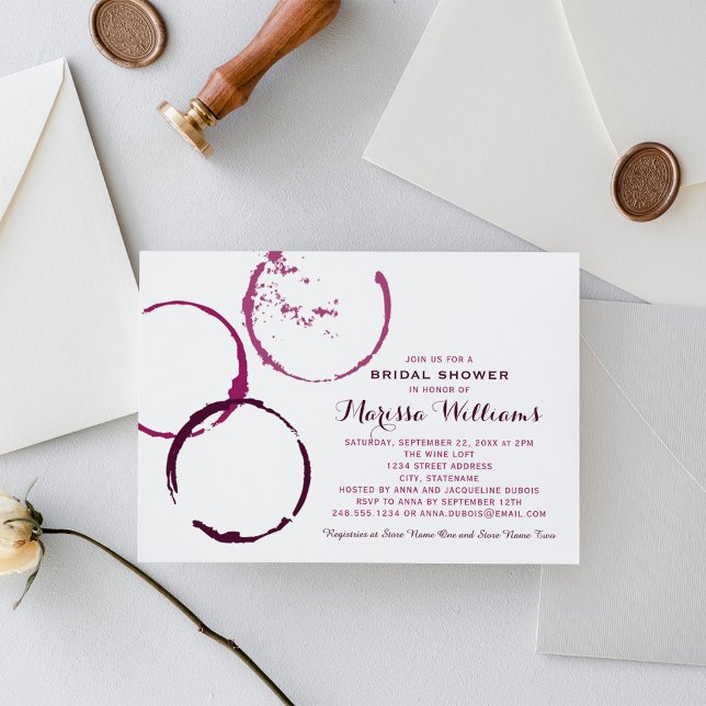 Rustic Burgundy Wine Stain Wedding Bridal Shower Invitation (Creator Uploaded)