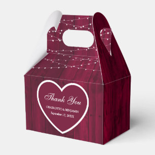 Rustic Burgundy Wood Wedding Thank You Favor Box