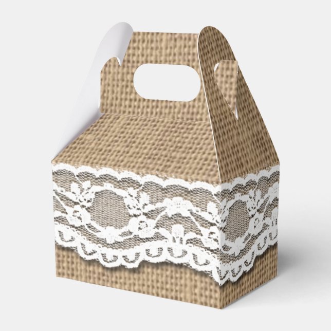 Rustic Burlap and Lace Art Gable Favour Box (Back Side)