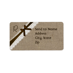 Rustic Burlap and Lace Monogram Address Label