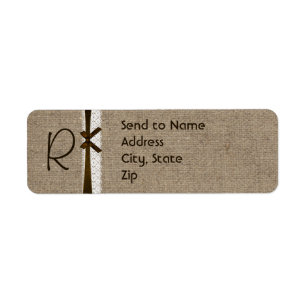 Rustic Burlap and Lace Monogram Address Label