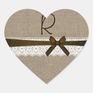 Rustic Burlap and Lace Monogram Envelope Seal