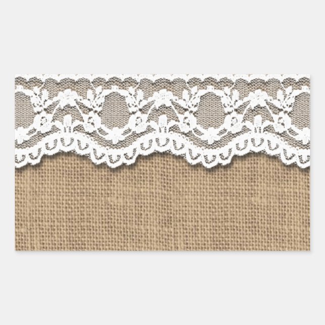 Rustic Burlap and Lace Sticker (Front)
