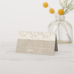Rustic Burlap and Lace Wedding Place Card