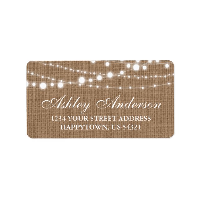 Rustic Burlap and String Lights Label (Front)