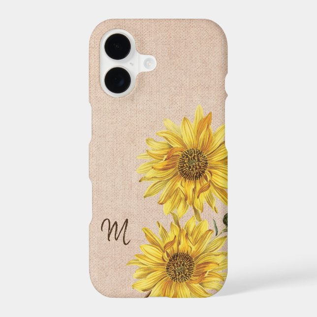 Rustic Burlap and Sunflowers Monogram (Back)