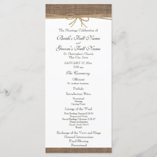 Rustic Burlap and Twine Wedding Program