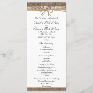 Rustic Burlap and Twine Wedding Program