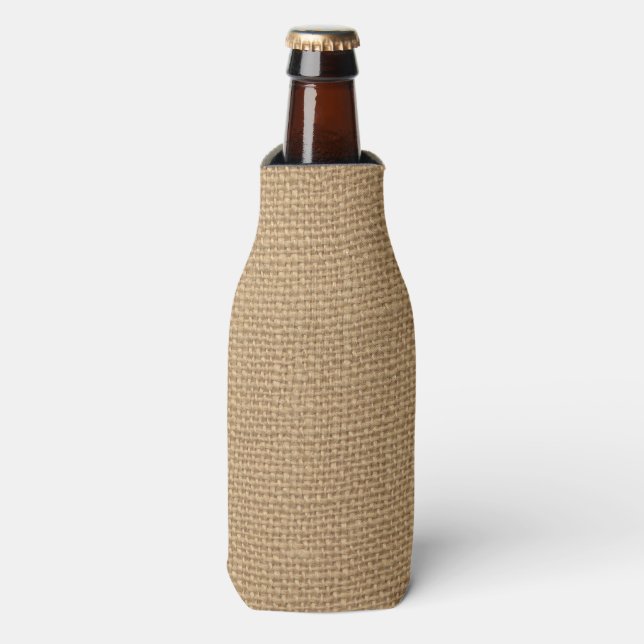 Rustic Burlap Background Printed Bottle Cooler (Bottle Front)