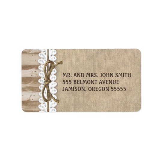 Rustic Burlap Barn Wood Twine Address Labels