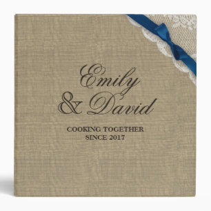 Rustic Burlap Bow and Lace Look Printed Recipe Binder