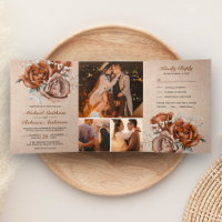 Rustic Burlap Burnt Orange Rose All in One Wedding