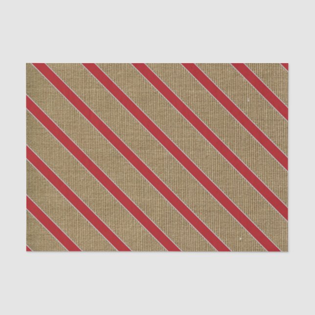 Rustic Burlap Candy Cane Tissue Paper (Front)