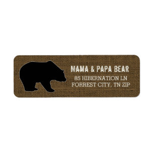 Rustic Burlap   Country Black Bear Silhouette