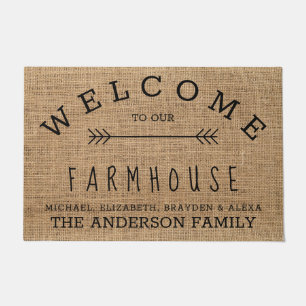Rustic Burlap Country Welcome to our Farmhouse Doormat