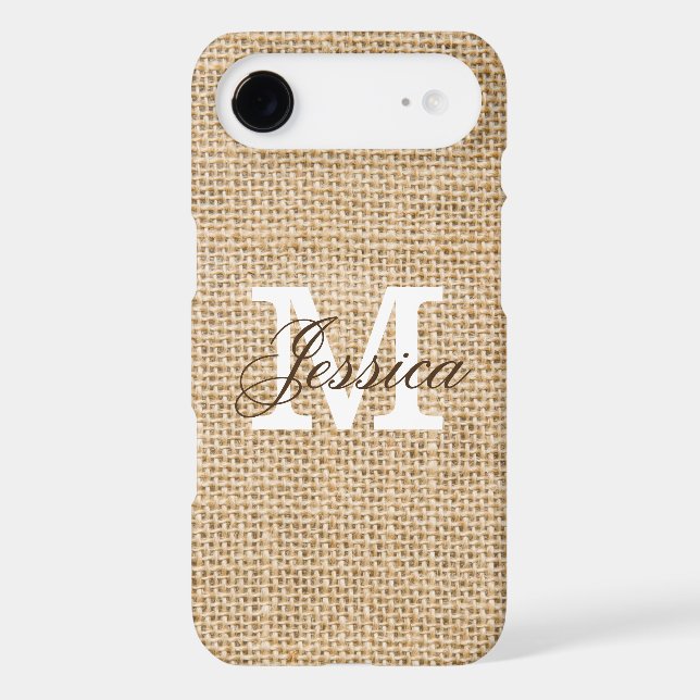 Rustic Burlap Custom Monogram Personalized Name Case-Mate Samsung Galaxy Case (Back)