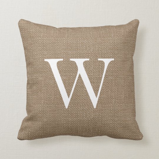 Rustic Burlap Custom Monogrammed Throw Pillows Zazzle.ca