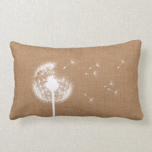 Rustic Burlap Dandelion Lumbar Pillow