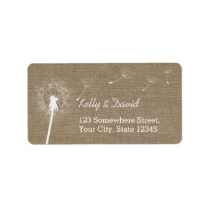 Rustic Burlap Dandelion Vintage Wedding Label