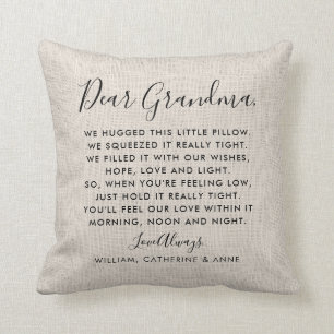 Rustic Burlap Dear Grandma Message Photo Throw Pillow